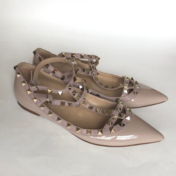 patent rockstud caged ballet flat